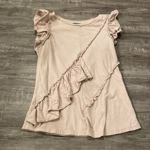 Ruffle top- tan colored. Size XS